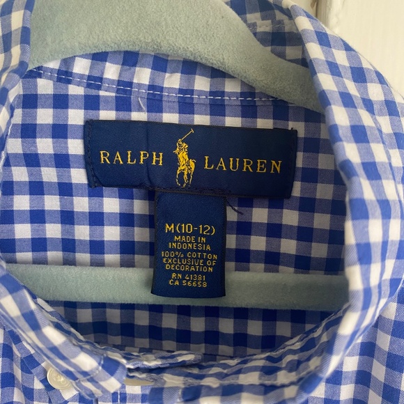 Boys Ralph Lauren Shirt Blue/White Check size M (10-12) - Picture 4 of 4